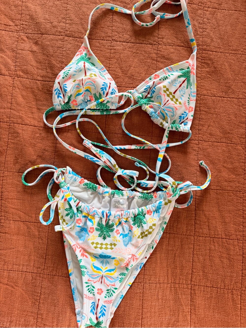 Women’s White Floral Tropical Print String Bikini